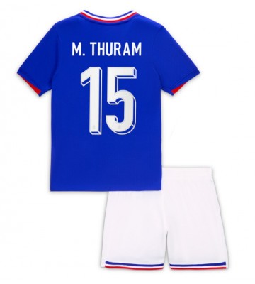 Frankrig Marcus Thuram #15 Hjemmebanesæt Børn EM 2024 Kort ærmer (+ korte bukser)